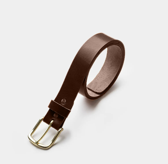 Brown with Gold Buckle | Handcrafted Full Grain Leather Belt