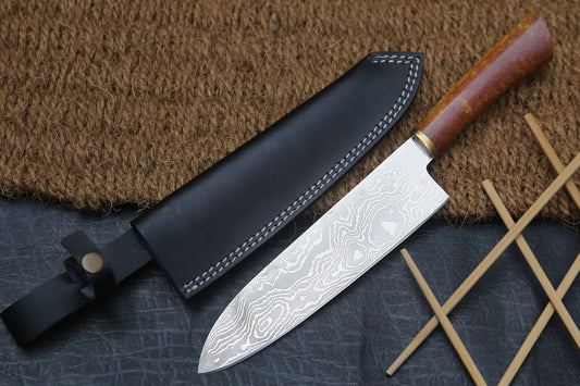 Custom HANDMADE FORGED DAMASCUS Steel Hunting Tracker Knife